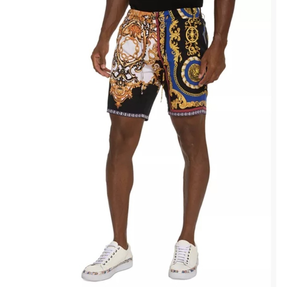 Robert Graham Men's The Arlo Beach To Bar Shorts Paisley Black Blue Gold 34